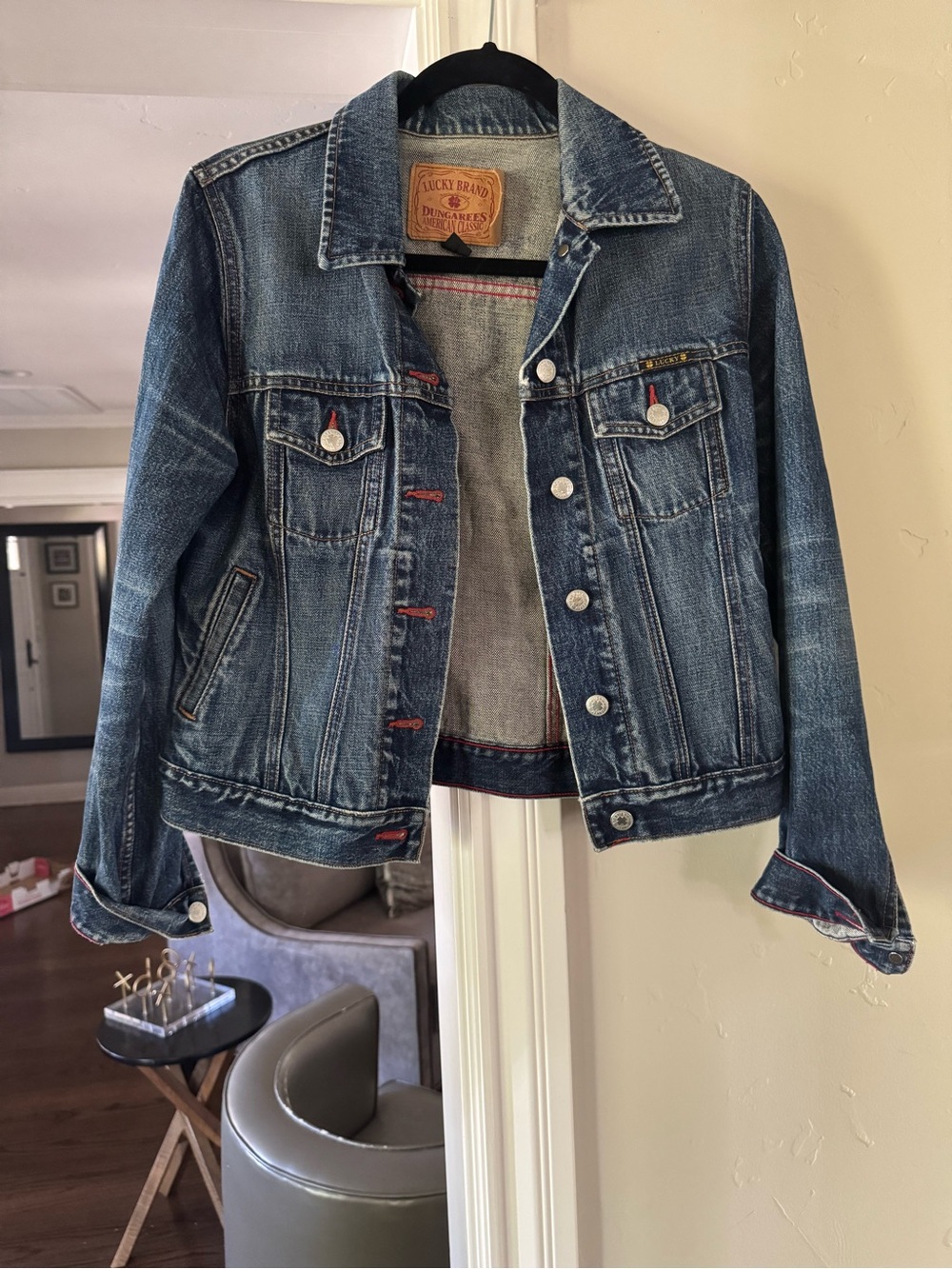 Vintage Lucky Brand Dungarees Denim Jacket S Gene Montesano Hong Kong Y2K